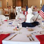 Table setting with a George Washington bust as the centerpiece